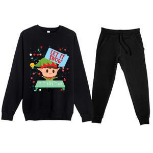 Cocaine Santa Elf Gift Sweater Let It Snow Meaningful Gift Premium Crewneck Sweatsuit Set