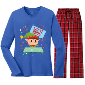 Cocaine Santa Elf Gift Sweater Let It Snow Meaningful Gift Women's Long Sleeve Flannel Pajama Set 