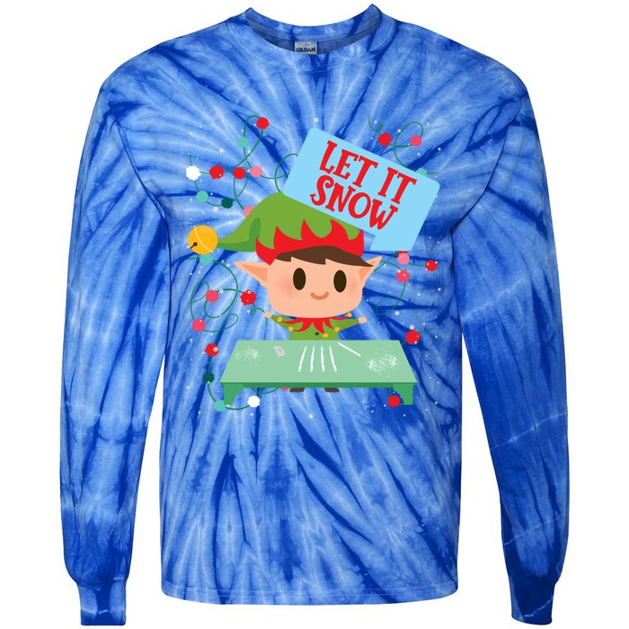 Cocaine Santa Elf Gift Sweater Let It Snow Meaningful Gift Tie-Dye Long Sleeve Shirt