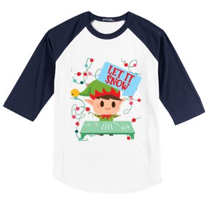 Cocaine Santa Elf Gift Sweater Let It Snow Meaningful Gift Baseball Sleeve Shirt