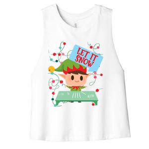 Cocaine Santa Elf Gift Sweater Let It Snow Meaningful Gift Women's Racerback Cropped Tank