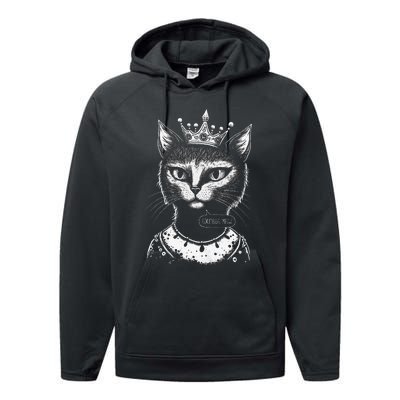 Cat Says Excuse Mew An Indignant Response To A Rude Person Performance Fleece Hoodie