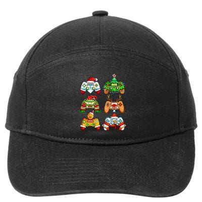Christmas Santa Elf Gaming Controllers Snowman 7-Panel Snapback Hat
