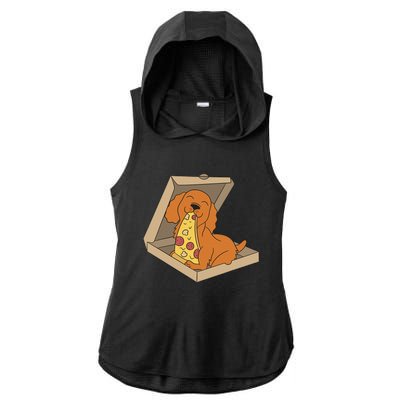 Cocker Spaniel Eating Pizza Funny Dog lover Ladies PosiCharge Tri-Blend Wicking Draft Hoodie Tank