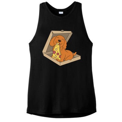 Cocker Spaniel Eating Pizza Funny Dog lover Ladies PosiCharge Tri-Blend Wicking Tank