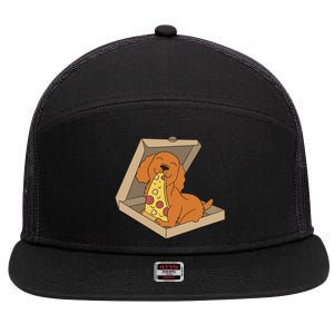 Cocker Spaniel Eating Pizza Funny Dog lover 7 Panel Mesh Trucker Snapback Hat