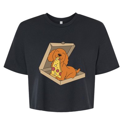 Cocker Spaniel Eating Pizza Funny Dog lover Bella+Canvas Jersey Crop Tee