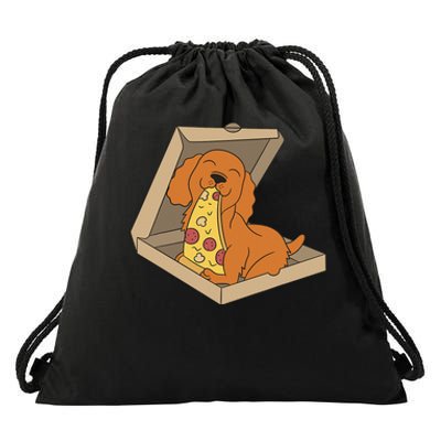 Cocker Spaniel Eating Pizza Funny Dog lover Drawstring Bag