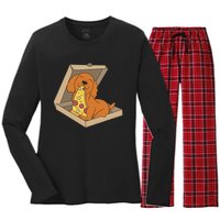 Cocker Spaniel Eating Pizza Funny Dog lover Women's Long Sleeve Flannel Pajama Set 