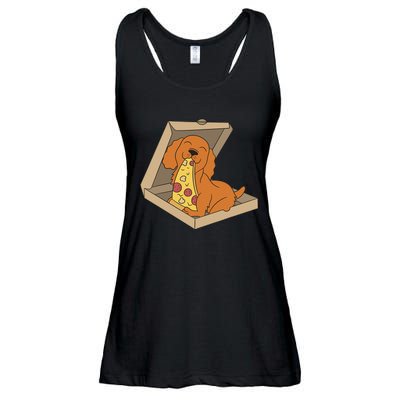 Cocker Spaniel Eating Pizza Funny Dog lover Ladies Essential Flowy Tank