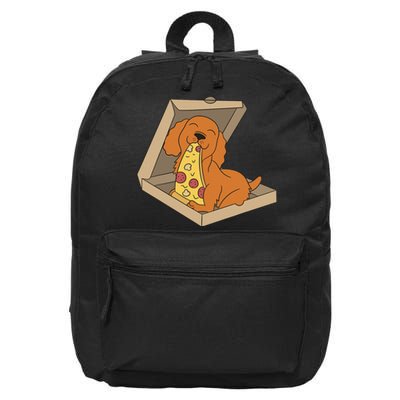 Cocker Spaniel Eating Pizza Funny Dog lover 16 in Basic Backpack