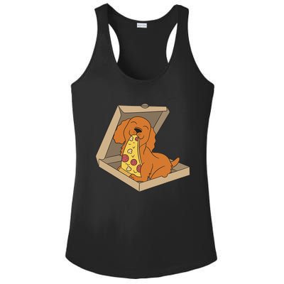 Cocker Spaniel Eating Pizza Funny Dog lover Ladies PosiCharge Competitor Racerback Tank