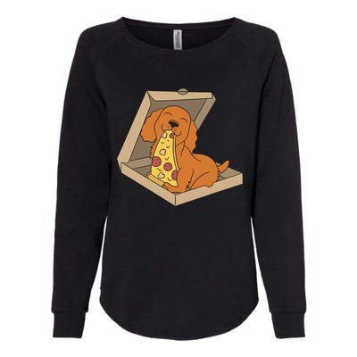 Cocker Spaniel Eating Pizza Funny Dog lover Womens California Wash Sweatshirt