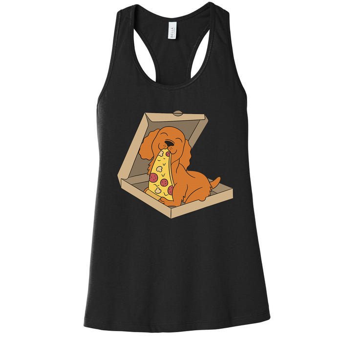 Cocker Spaniel Eating Pizza Funny Dog lover Women's Racerback Tank