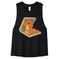 Cocker Spaniel Eating Pizza Funny Dog lover Women's Racerback Cropped Tank