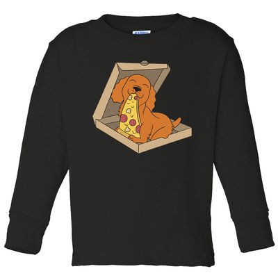 Cocker Spaniel Eating Pizza Funny Dog lover Toddler Long Sleeve Shirt