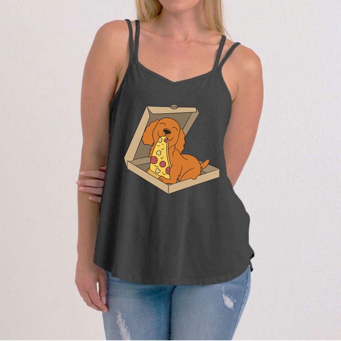 Cocker Spaniel Eating Pizza Funny Dog lover Women's Strappy Tank