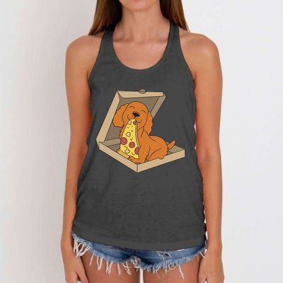 Cocker Spaniel Eating Pizza Funny Dog lover Women's Knotted Racerback Tank