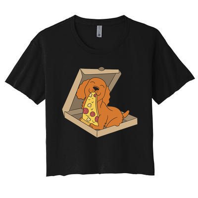 Cocker Spaniel Eating Pizza Funny Dog lover Women's Crop Top Tee