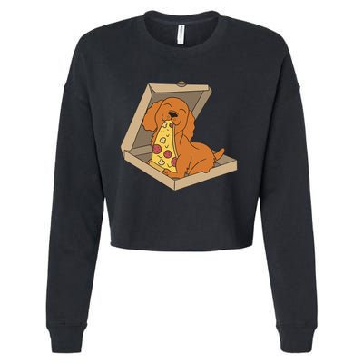 Cocker Spaniel Eating Pizza Funny Dog lover Cropped Pullover Crew