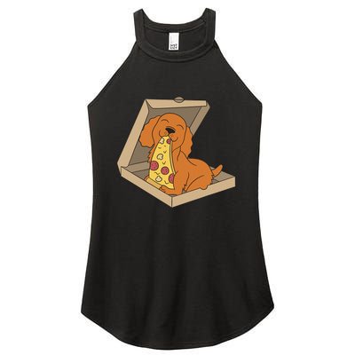 Cocker Spaniel Eating Pizza Funny Dog lover Women's Perfect Tri Rocker Tank