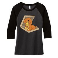 Cocker Spaniel Eating Pizza Funny Dog lover Women's Tri-Blend 3/4-Sleeve Raglan Shirt