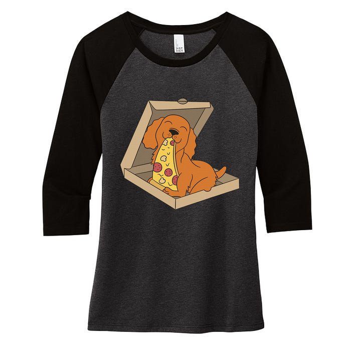 Cocker Spaniel Eating Pizza Funny Dog lover Women's Tri-Blend 3/4-Sleeve Raglan Shirt