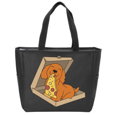 Cocker Spaniel Eating Pizza Funny Dog lover Zip Tote Bag