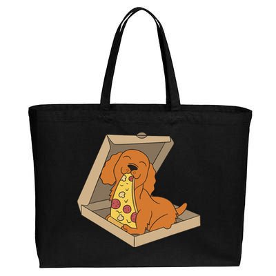 Cocker Spaniel Eating Pizza Funny Dog lover Cotton Canvas Jumbo Tote