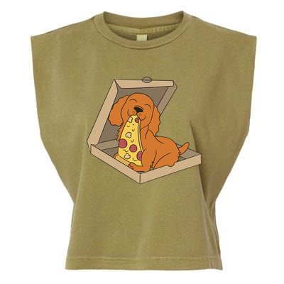 Cocker Spaniel Eating Pizza Funny Dog lover Garment-Dyed Women's Muscle Tee