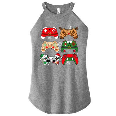 Christmas Santa Elf Gaming Controllers Gamer Xmas Women’s Perfect Tri Rocker Tank