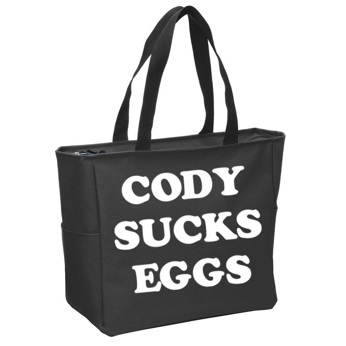 Cody Sucks Eggs Zip Tote Bag