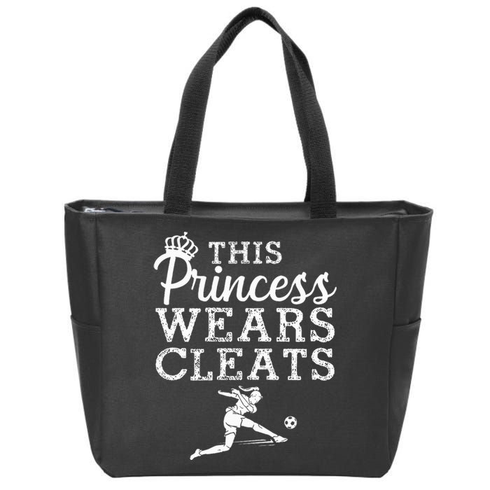 Cool Soccer For Women Princess Wears Cleats Football Zip Tote Bag