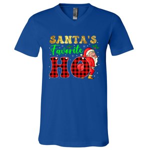 Christmas Santa's Favorite Ho Xmas Pajama Funny Naughty Meaningful Gift V-Neck T-Shirt