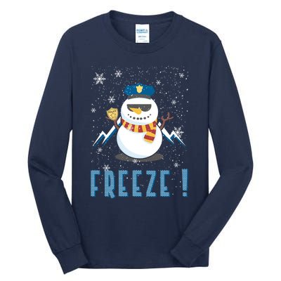 Cop Snowman Freeze Police Navidad Policeman Gift For Xmas Tall Long Sleeve T-Shirt