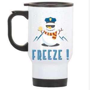 Cop Snowman Freeze Police Navidad Policeman Gift For Xmas Stainless Steel Travel Mug