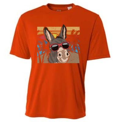 Cool Sunglasses Farm Animal Tropical Retro Donkey Gift Cooling Performance Crew T-Shirt