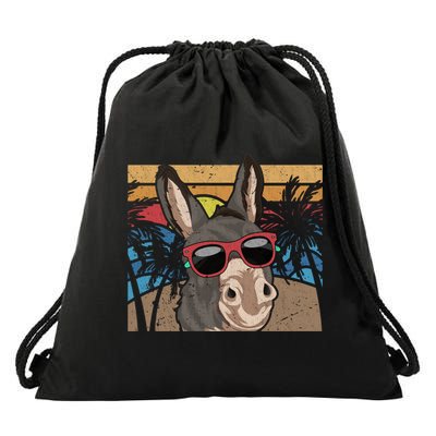 Cool Sunglasses Farm Animal Tropical Retro Donkey Gift Drawstring Bag