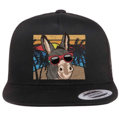 Cool Sunglasses Farm Animal Tropical Retro Donkey Gift Flatbill Hat
