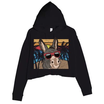 Cool Sunglasses Farm Animal Tropical Retro Donkey Gift Crop Fleece Hoodie
