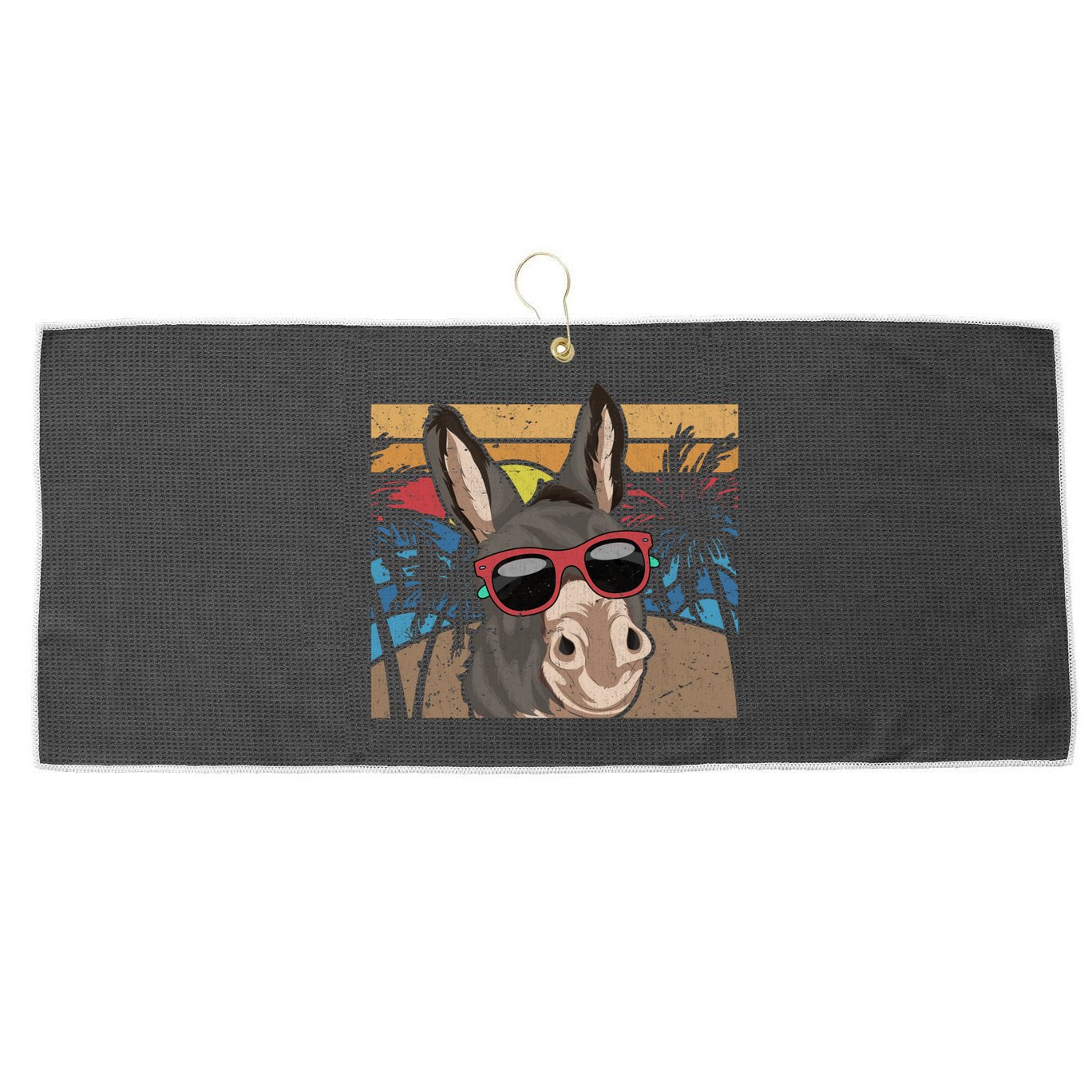 Cool Sunglasses Farm Animal Tropical Retro Donkey Gift Large Microfiber Waffle Golf Towel