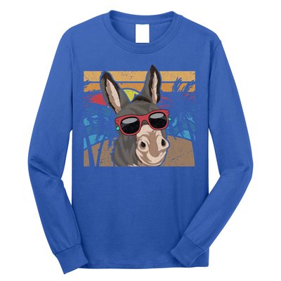 Cool Sunglasses Farm Animal Tropical Retro Donkey Gift Long Sleeve Shirt