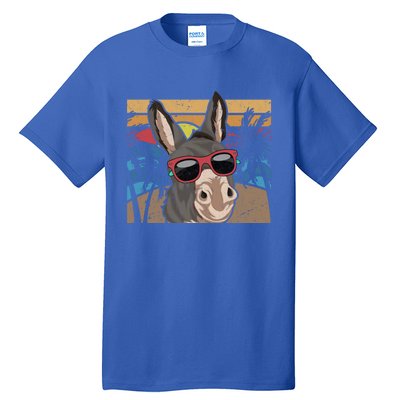 Cool Sunglasses Farm Animal Tropical Retro Donkey Gift Tall T-Shirt