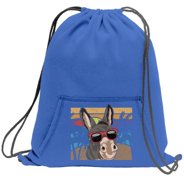 Cool Sunglasses Farm Animal Tropical Retro Donkey Gift Sweatshirt Cinch Pack Bag