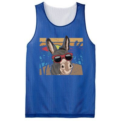 Cool Sunglasses Farm Animal Tropical Retro Donkey Gift Mesh Reversible Basketball Jersey Tank