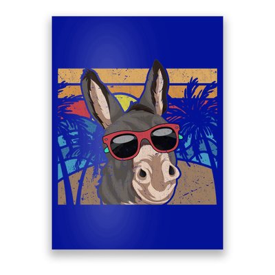 Cool Sunglasses Farm Animal Tropical Retro Donkey Gift Poster