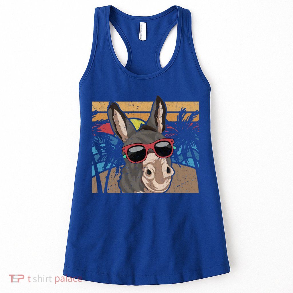 Cool Sunglasses Farm Animal Tropical Retro Donkey Gift Womens Tank Top