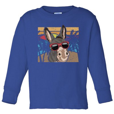 Cool Sunglasses Farm Animal Tropical Retro Donkey Gift Toddler Long Sleeve Shirt