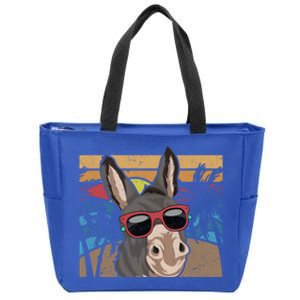 Cool Sunglasses Farm Animal Tropical Retro Donkey Gift Zip Tote Bag