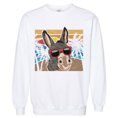 Cool Sunglasses Farm Animal Tropical Retro Donkey Gift Garment-Dyed Sweatshirt